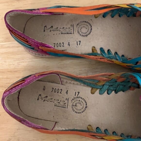 Colorful Woven Leather Huaraches Size 8 - Picture 3 of 8